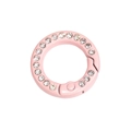 Pink candy-colored round spring buckle ring with full rhinestones for accessories - Mini Round Rhinestone Ring / Light Pink