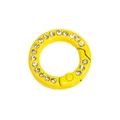 Bright yellow round spring ring clasp with sparkling rhinestones for DIY keychains - Mini Round Rhinestone Ring / Yellow