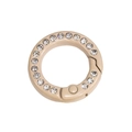 Beige round spring ring clasp with sparkling rhinestones for bag and key chain - Mini Round Rhinestone Ring / Milk Tea