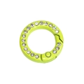 Vibrant green round spring buckle keychain with sparkling rhinestones for bags - Mini Round Rhinestone Ring / Fruit Green