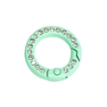 Mint green crystal encrusted round spring ring buckle accessory for bags and keychains - Mini Round Rhinestone Ring / Milky Green