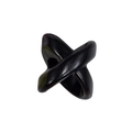 Minimalist black acrylic ring with polished X-shape design on a clean white background - X-Shape / Black