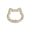 Cat head shaped metal spring ring in cream beige finish for DIY keychains - Mini Cat Head / Milk Tea