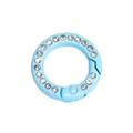 Light blue candy color round spring ring buckle with crystals for keychains - Mini Round Rhinestone Ring / Light Blue