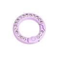 Lavender round spring snap hook with rhinestones for keychains and bag accessories - Mini Round Rhinestone Ring / Light Purple