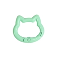 Mint green cat-shaped metal spring ring keychain DIY accessory with smooth painted finish - Mini Cat Head / Milky Green