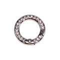 Silver round spring clasp with clear rhinestones for jewelry and keychain accessories - Mini Round Rhinestone Ring / White K/Silver
