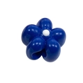 Deep blue 5-petal acrylic flower bead with white center and glossy finish for DIY jewelry - Large Hole Flower / Sapphire Blue