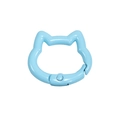 Sky blue cat-shaped spring gate ring with painted finish for DIY keychains - Mini Cat Head / Azure Blue