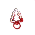 Mosquetón de árbol de Navidad rojo con bordes blancos y puntos amarillos para llaveros DIY - Estilo de Línea Rojo Brillante