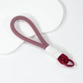 Handmade burgundy woven keychain lanyard with grid texture and round snap hook - Ancorra Red