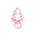 Boucle anneau ressort sapin de Noël rose avec motifs vagues blancs et points jaunes - Style de Ligne Rose Clair
