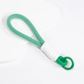 Handmade woven macaron lanyard with green and white texture and metal spring buckle - Verdant