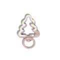 Boucle arbre de Noël beige en métal avec motif ondulé blanc pour porte-clés DIY créatif - Lignes Brun Clair