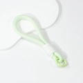 Handmade mint green braided lanyard with white detail and metal spring ring clasp - Light Green