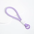 Handmade purple woven lanyard strap with white details and purple spring ring clasp - Light Purple