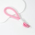 Pink hand-woven macaron keychain strap with round metal spring clasp for bags - Peach