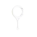 White mini tennis racket keychain with spring ring clasp for DIY accessories - White