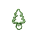 Mousqueton sapin de Noël en métal avec effet neige et anneau rotatif - Motif Flocon De Neige Vert Foncé