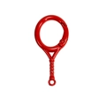 Tennis racket shaped metal spring clip keychain in vibrant red finish for DIY accessories - Red