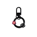 Black spring ring keychain with D-clasp and colorful flower charm for DIY accessories - Black
