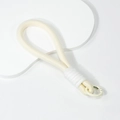 Handmade woven lanyard in cream white with a matching round metal carabiner ring - Off-white