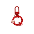 Red spring ring keychain with white enamel flower charm and accessory connectors - Red