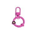Purple flower spring ring keychain with D-shaped swivel clasp and black floral charm - Rose Red