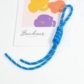 Handmade blue woven lanyard with white dots pattern and knot detail for bags and keys - Dark Blue