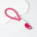 Handmade rose pink woven keychain lanyard with round metal spring clip for bags - Rose Red