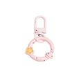 Pink spring ring gate clasp with orange flower charm and D-ring swivel for DIY keychains - Light Pink