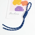 Handmade navy blue braided keychain lanyard with white dotted patterns for bags - Navy Blue