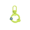 Flower spring gate ring keychain with D-shaped swivel clasp in vibrant bright green - Fruit Green