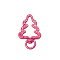 Fermoir anneau à ressort sapin de Noël rose rouge avec motif à pois blancs peints - Motif À Pois Flocons De Neige Rose Rouge