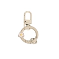 Beige flower spring keychain with D-ring swivel clasp and pink floral ornament - Milk Tea