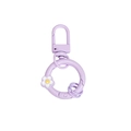 Lavender flower spring ring keychain connector with white floral charm and lobster clasp - Light Purple