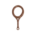 Brown tennis racket shaped snap hook keychain made of durable alloy material - Dark Coffee
