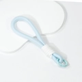 Handmade woven light blue macaron lanyard with a round spring clasp for bags and keys - Aqua Blue
