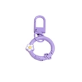 Purple flower spring ring keychain hook with white floral charm for DIY accessories - Deep purple