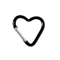 Black heart-shaped carabiner key ring with silver spring clip for DIY accessories - Heart / Black