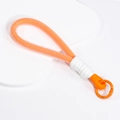 Handwoven orange macaron lanyard strap with white knot and matching spring ring buckle - Orange