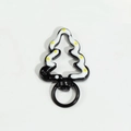 Boucle à ressort en forme de sapin de Noël noir avec neige et points jaunes - Ligne Clause Noire