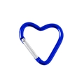 Blue heart-shaped aluminum carabiner key ring with spring gate for DIY accessory - Heart / Sapphire Blue