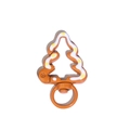Fermoir anneau en forme de sapin de Noël style pain d'épices avec détails peints - Ligne Clause Orange Foncé