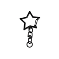 Matte black star-shaped alloy keychain hook with rotating lobster clasp DIY accessory - Lacquered - Black
