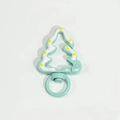 Fermoir anneau ressort en émail sapin de Noël bleu accessoire porte-clés DIY - Ligne Clause Émeraude