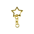 Golden star-shaped spring hook keychain with alloy swivel clasp connector and ring - Metallic Yellow