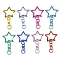 Colorful star-shaped metal spring keyrings in 8 assorted plated finishes for DIY - Metallic Random Color