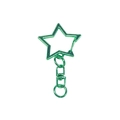 Star-shaped green alloy key ring with swivel lobster clasp and spring jump ring - Metallic Emerald