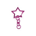 Star-shaped alloy metal keychain in bright magenta pink finish with spring ring - Metallic Rose Red